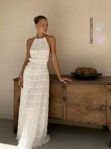 Elegant Fashion Lace Backless Sleeveless Tie Vest Top & Long Lace Skirt Set, Summer Women's Outfit, Fashion Style Sets, Chic Stylish and Comfortable