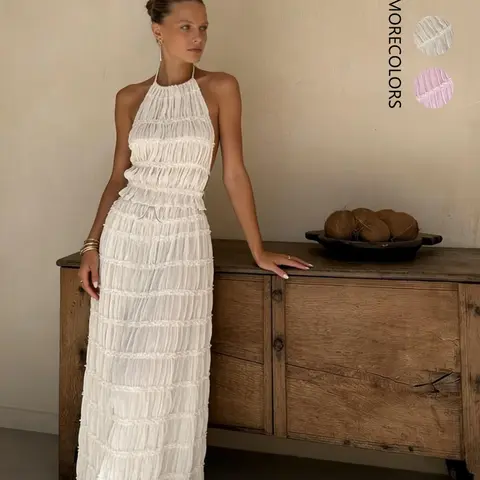 Elegant Fashion Lace Backless Sleeveless Tie Vest Top & Long Lace Skirt Set, Summer Women's Outfit, Chic Stylish and Comfortable, Sleeveless Matching Sets, Sleeveless Clothes Set, Womenswear