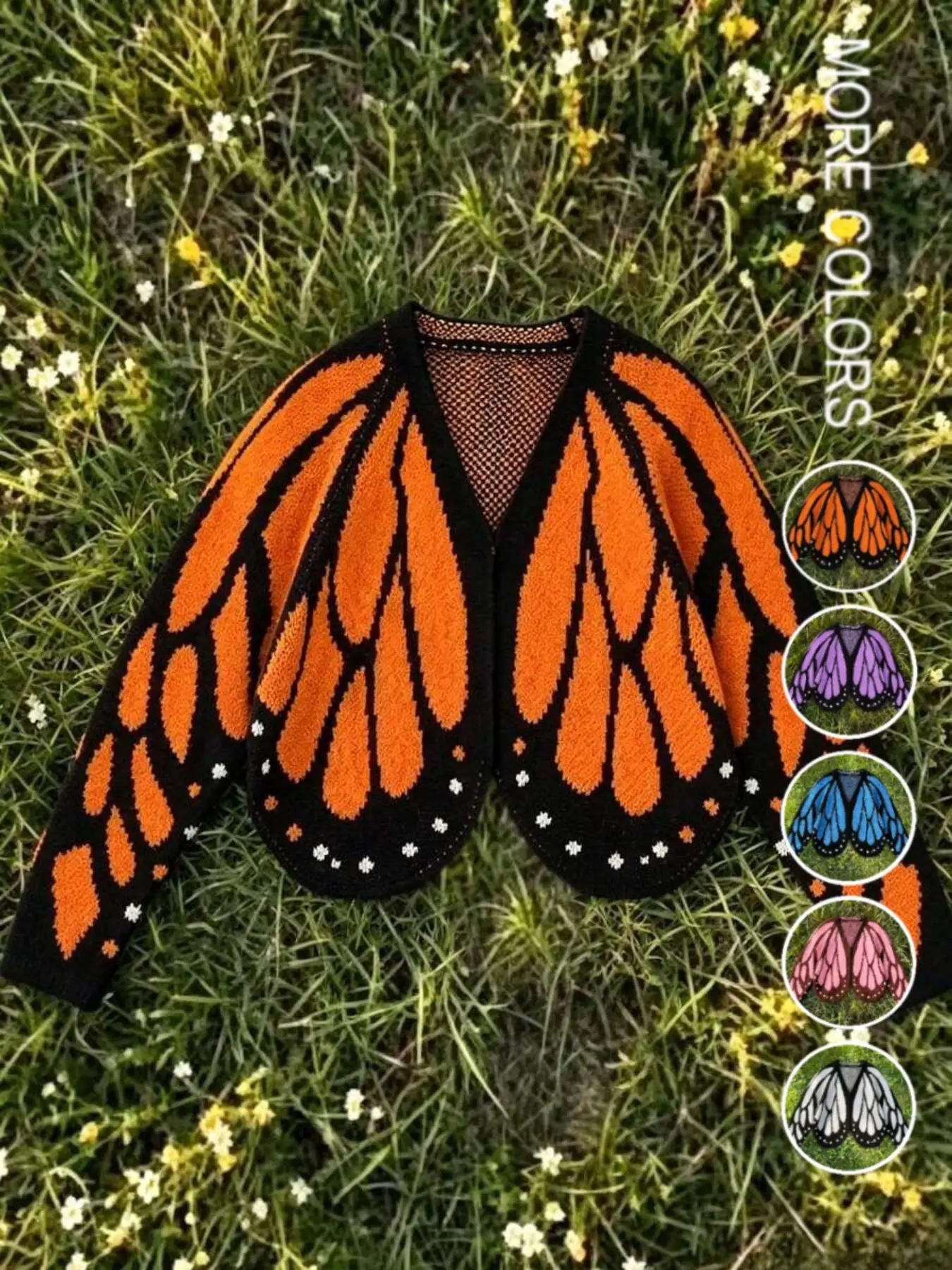 Butterfly Cape Sweater for Women, Unique Design Butterfly Wings Knit Cardigan, V-Neck Street Style, Fall Winter Fashion Top