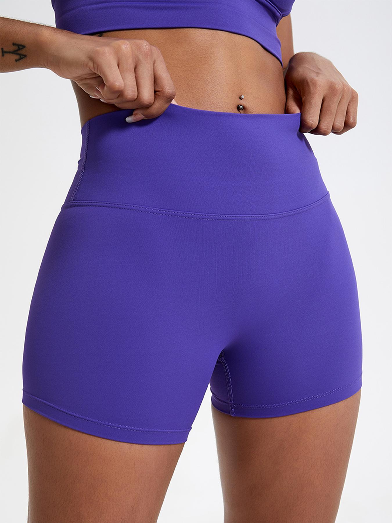 Women's Solid High Waist Sports Shorts, Gym Shorts, Running Workout Shorts, High Stretch Yoga Bottoms, Ladies Sportswear for Indoor Outdoor Wear