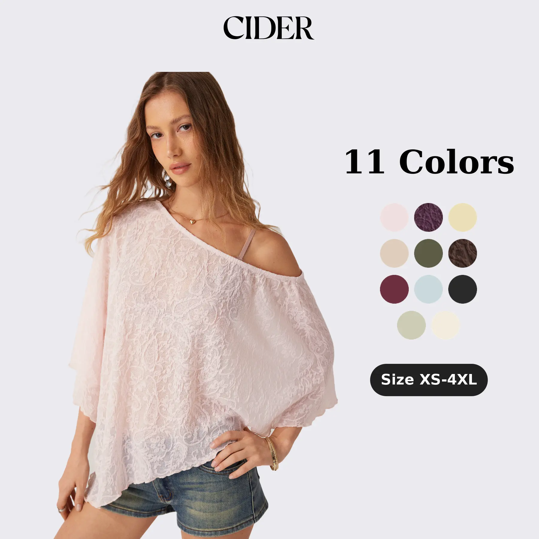 Cider Poncho Top – Asymmetrical Hem Sheer Chiffon Textured Boho Sexy Women's Daily Casual Beach Cover-up, Summer Oversized Loose Fit One Shoulder Blouse SummerFinds