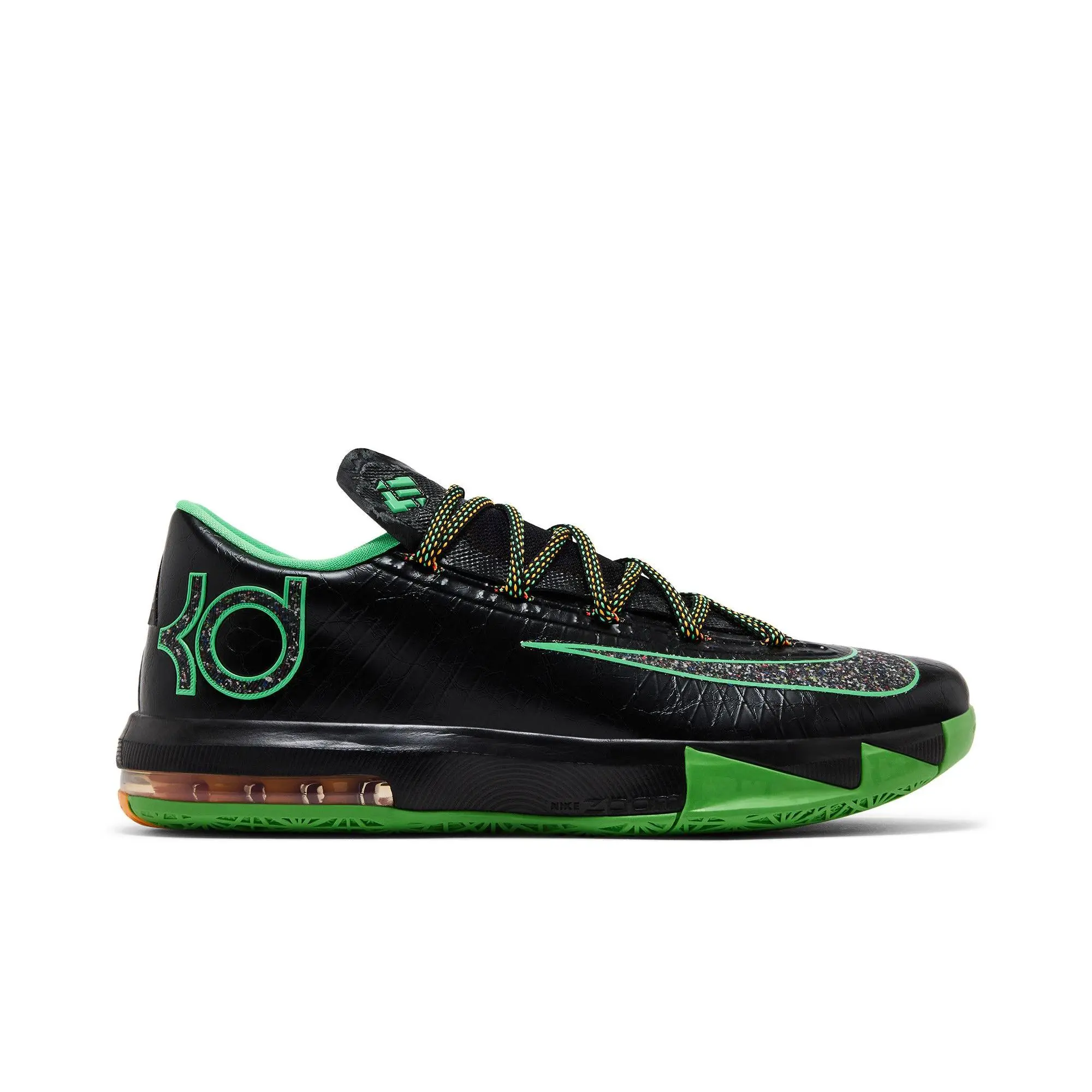 NIKE Unisex Multi-Size KD 6 'Brazil' Basketball Shoes - Black/Multi-Color-Light Lucid Green, Style Code IH3582-001