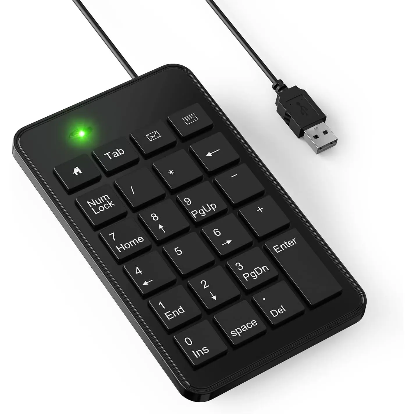 Wired USB-A Numeric Keypad for Laptop, 23  Numpad Keyboard with Tab, , Email & Calculator , 5ft , Small and Lightweight Design
