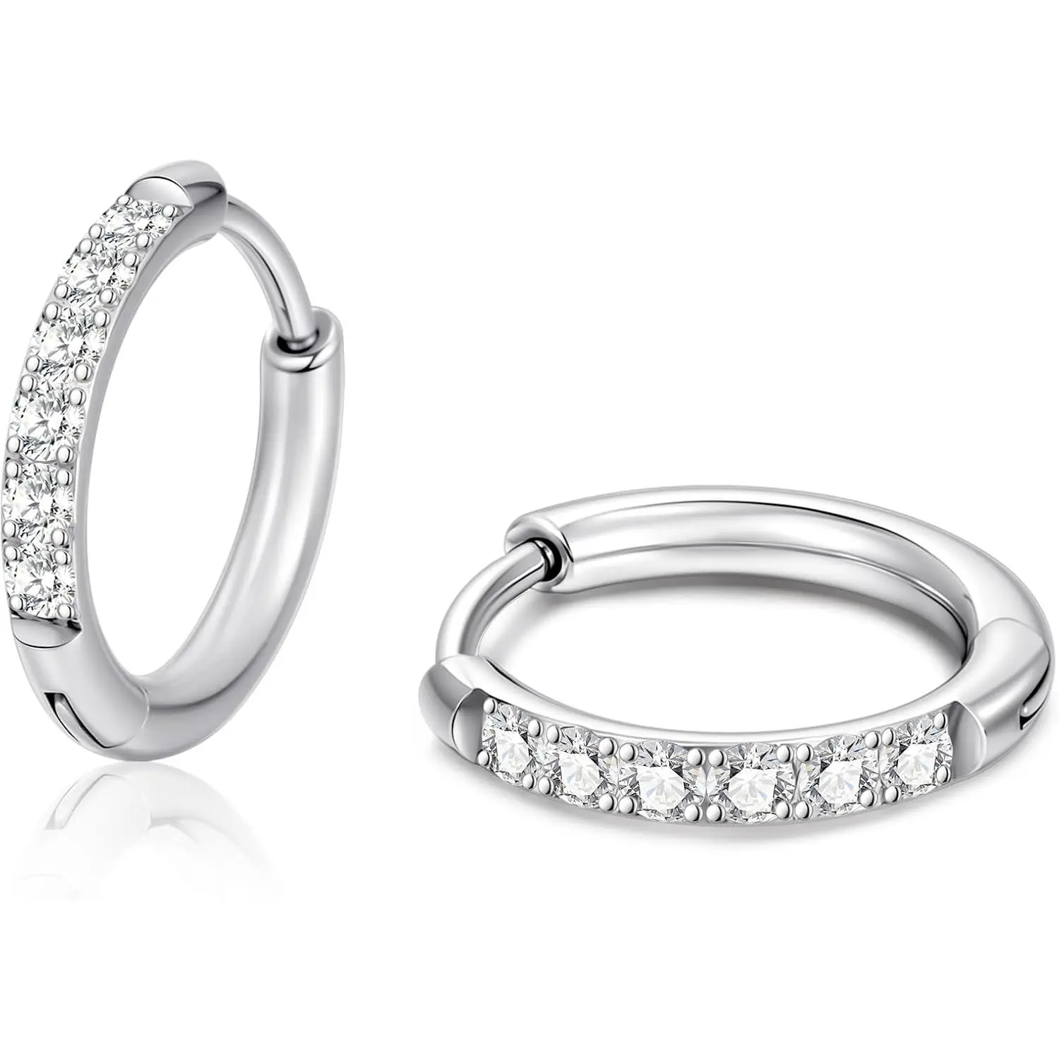G23 Titanium Earrings Hoops ASTM F136 Implant Grade Titanium Small Huggie Earring  18g Cubic Zirconia Cartilage Hoops Stack Sets for Multiple   Women Men