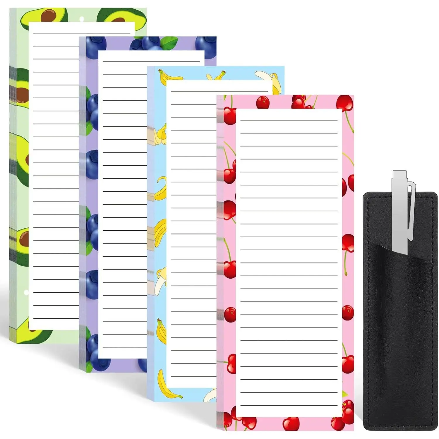 4 Pack Magnetic Notepads with Pen Holder - 200 Paper Sheets, Magnetic Hold, Refrigerator Organizer for Home Supplies, Party Gifts