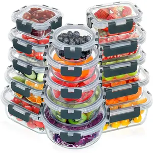 30 Pieces Glass Meal Prep Containers Set, Stackable Glass Food Storage Containers with Lunch Containers,for Microwave, Oven, Freezer