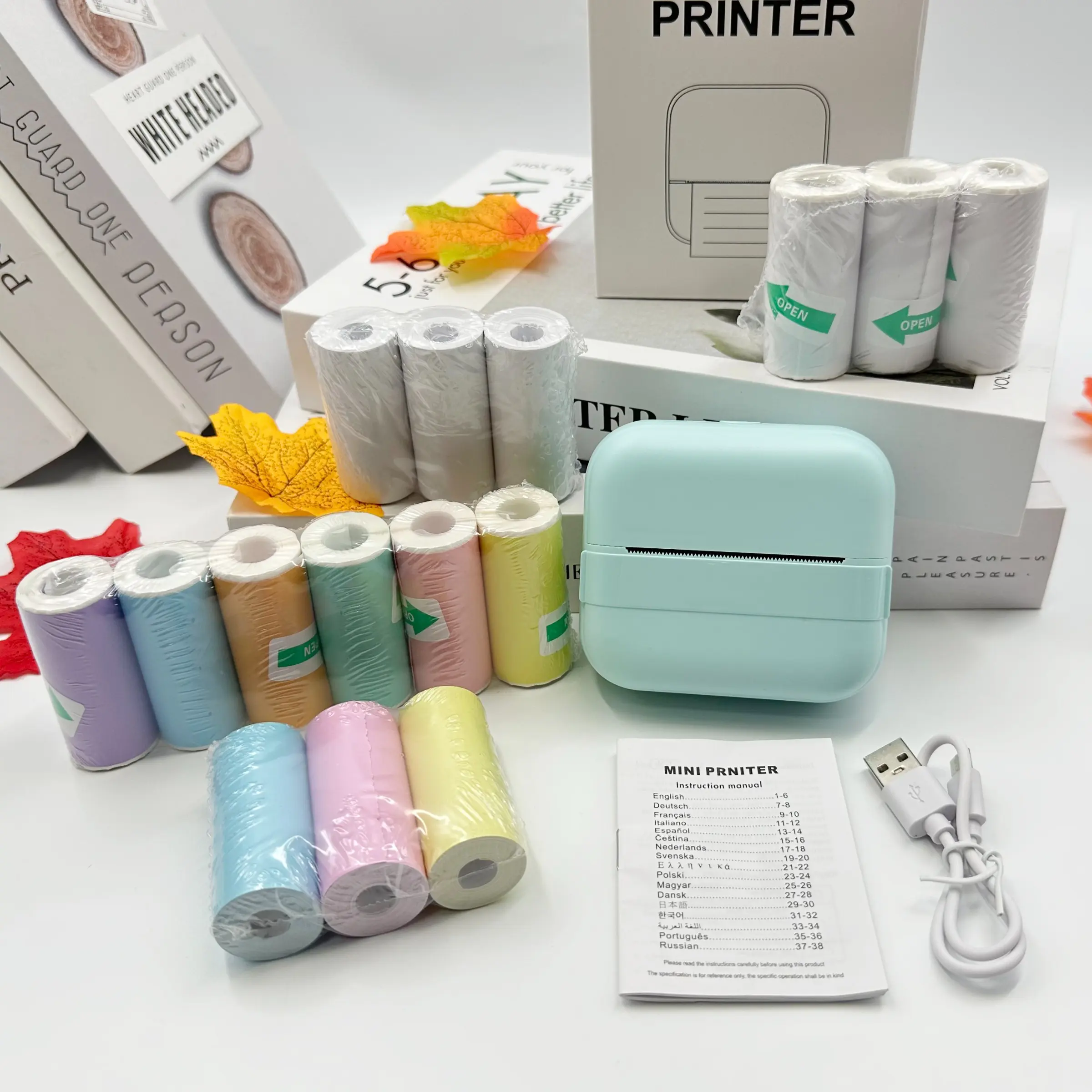 Wireless Portable Mini Printer Set, Thermal Label Machine, 203dpi Thermal Label Maker, USB/battery Powered, Ideal for Notes, Receipts, DIY Crafts, Perfect Gift