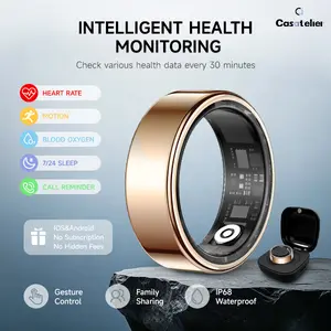 Smart Ring for Men & Women, Casual Digital Stainless Steel Fitness Tracker Device with Bluetooth, Mobile Compatibility, Blood Oxygen, Heart Rate & Sleep Monitoring, Multi-Sport Mode, Long-Lasting Battery, Waterproof, Rose Gold - Father's Day Gift