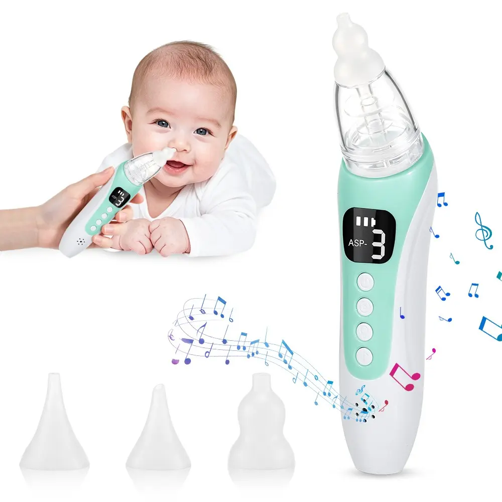 Electric Nasal Aspirator, Nose Cleaner with 10 Soothing Music, 3 Suction Adjustable Settings, Ideal for Relaxing Breathing Nose Sucker