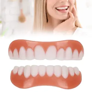 Silicone Upper/Lower False Teeth Dentures Paste Oral Hygiene Tools Fake Teeth Cosmetic