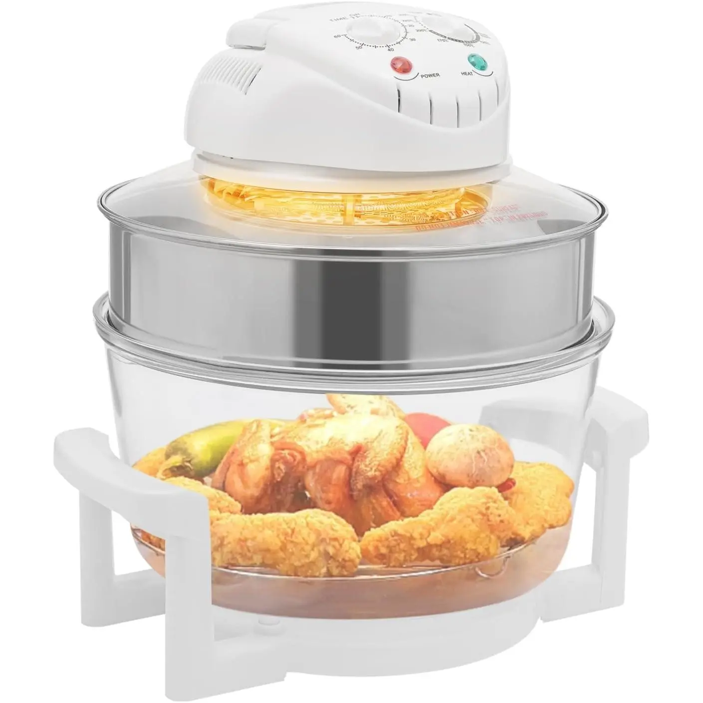 18 Quart Halogen Convection Air Fryer Oven, 1400W See‑Through Glass Air Fryer with Timer & Temp Control, Safety Auto Shut‑Off for Healthy Cooking