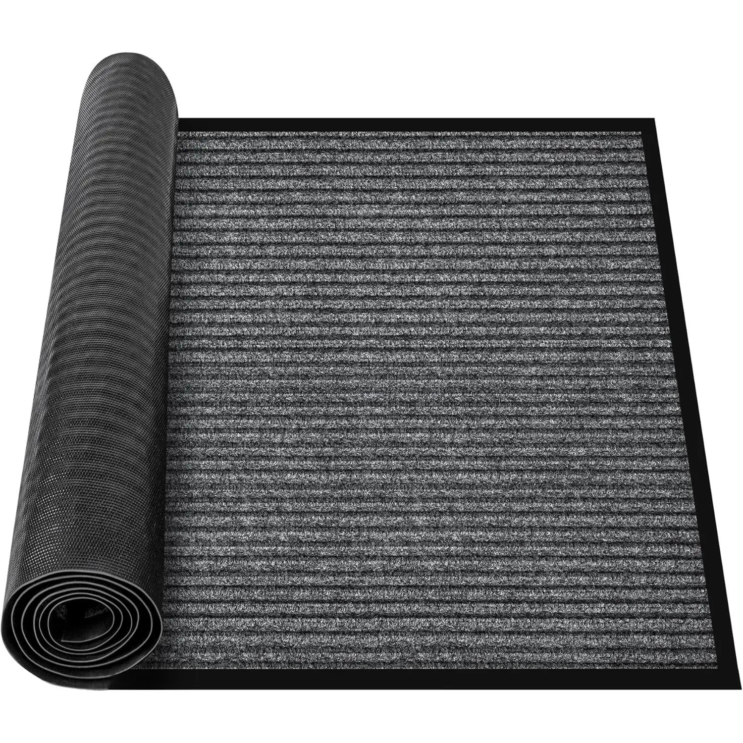 Commercial Floor Mat 3' x 5'  Front Door Industrial Rug Heavy Duty Brush Step Entrance Mat Weather Utility Rug with Non Slip Rubber Backing Low Profile for Entryway, Charcoal Grey
