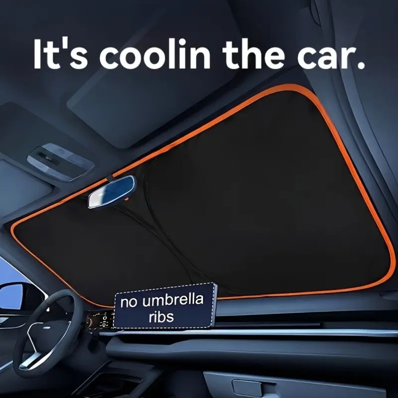 Car Front Windshield Sunshade, No Drilling, Seamless Fit, Reflective High-Density Fabric, UV Protection, Fits Cars Suvs Trucks, Sunshade For Car Windshield, Uv Protective Sunshade
