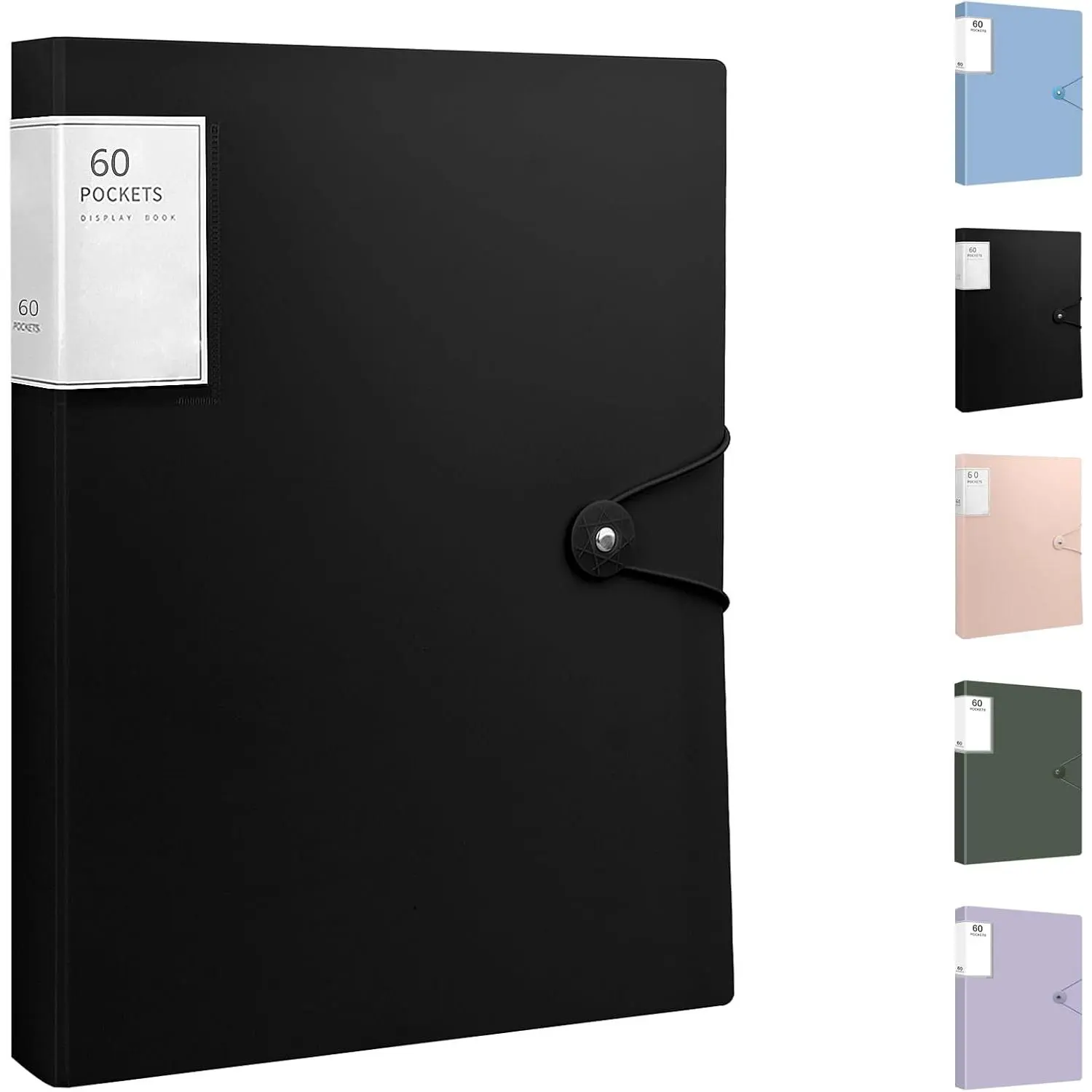 Presentation Binder with Plastic Sleeves, Art Portfolios Folder  Artwork, 60 Pockets Display 120 Pages of 8.5 X 11 or A4 Size Documents, Black