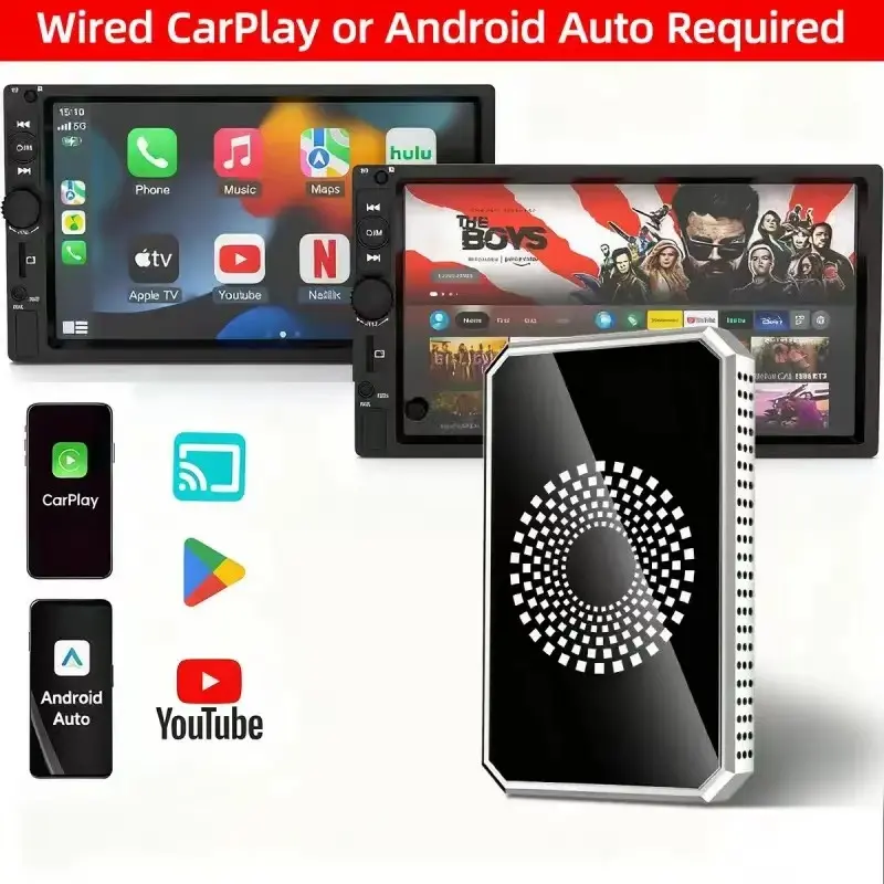 Wired to Wireless Carplay Adapter, Compatible with Original Carplay Vehicles, Play Netflix Youtube Tiktok, Automatic Connection Feature, Convenience