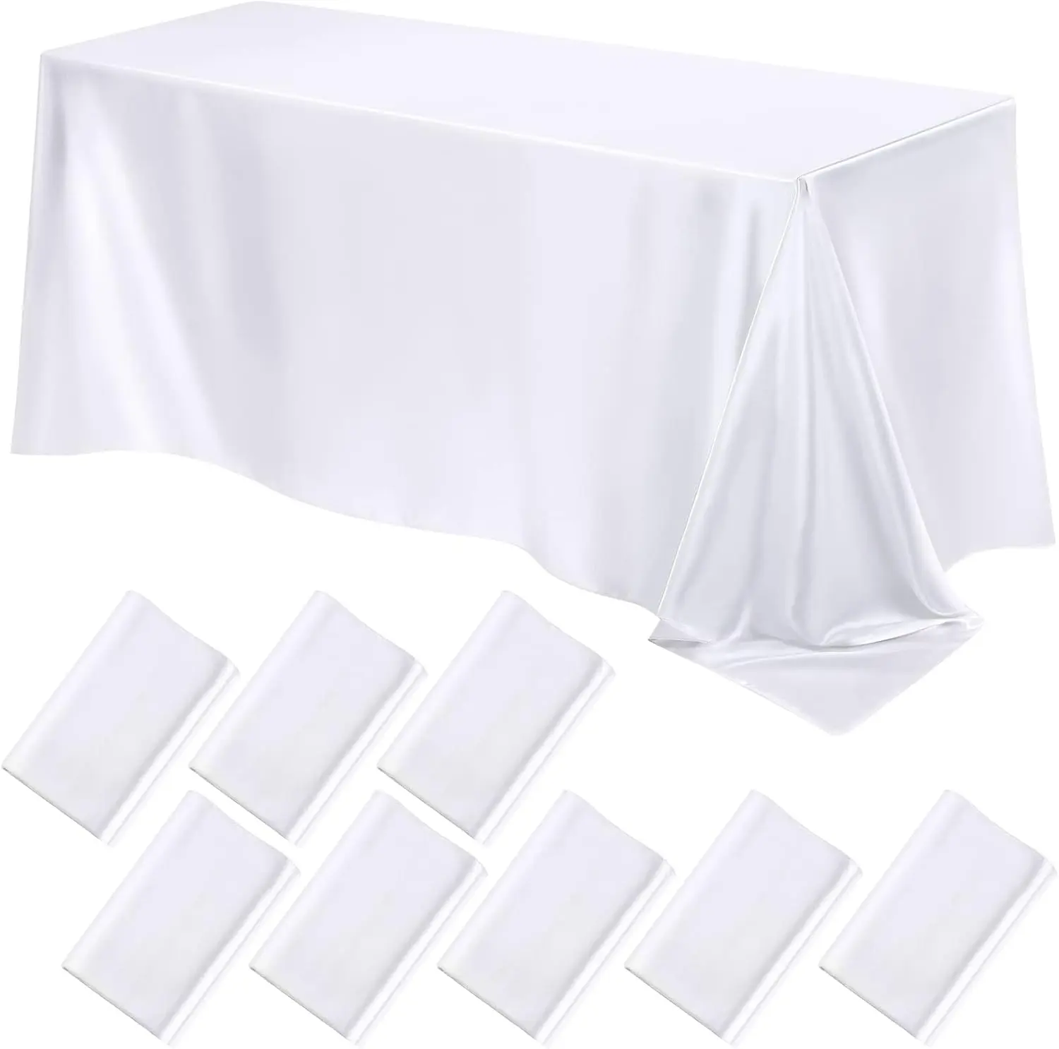8 Packs Wedding Satin Tablecloth 102 x 58 in Rectangle,