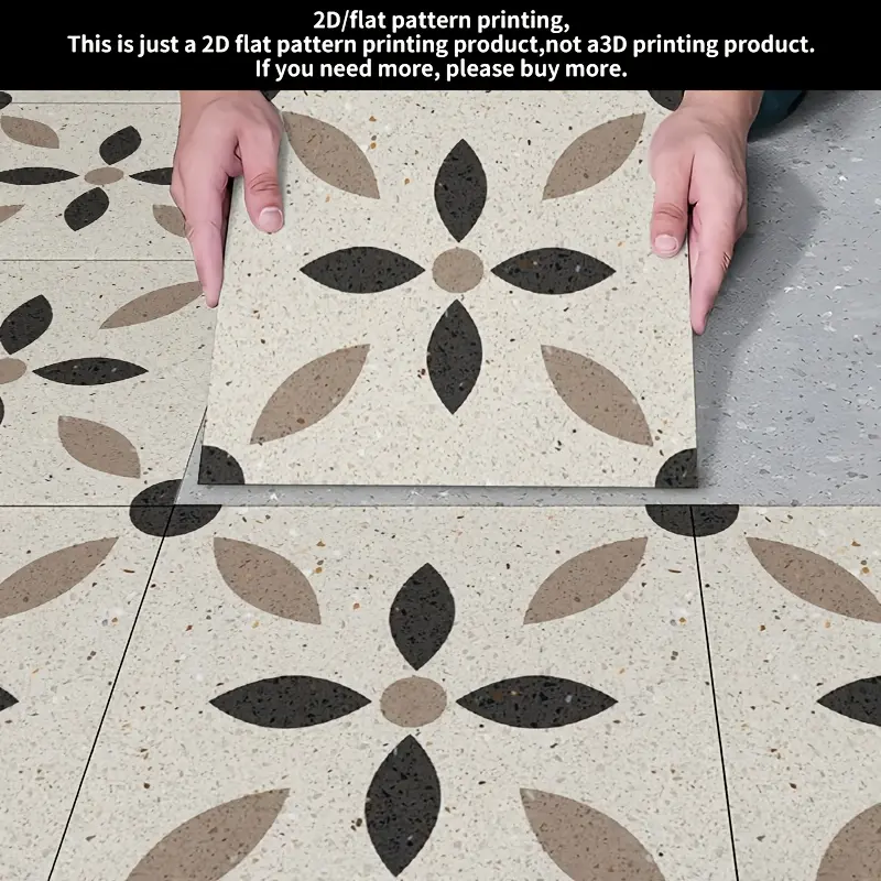10pcs Pack Vinyl Litchi Leather Floor Tiles Suitable for Bedroom/Living Room/Bathroom/Kitchen, Peel & Stick Self Adhesive Tile Terrazzo with Terrazzo, Easy Installation, Coverage (11.81x11.81inch), Suitable for Renovation & Modern Floor Decor, 2D Flat