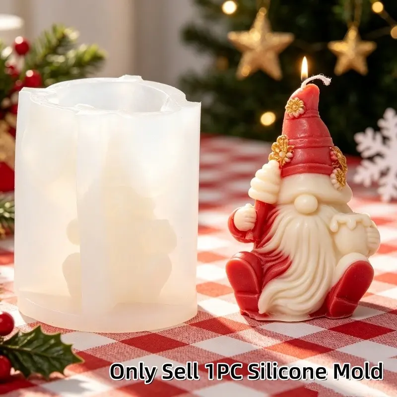 1PC Christmas Gnome Silicone Candle Mold  3D Honey Bee Santa Gnome Mold for Wax Soap Resin Plaster DIYHoliday Craft Home Decor