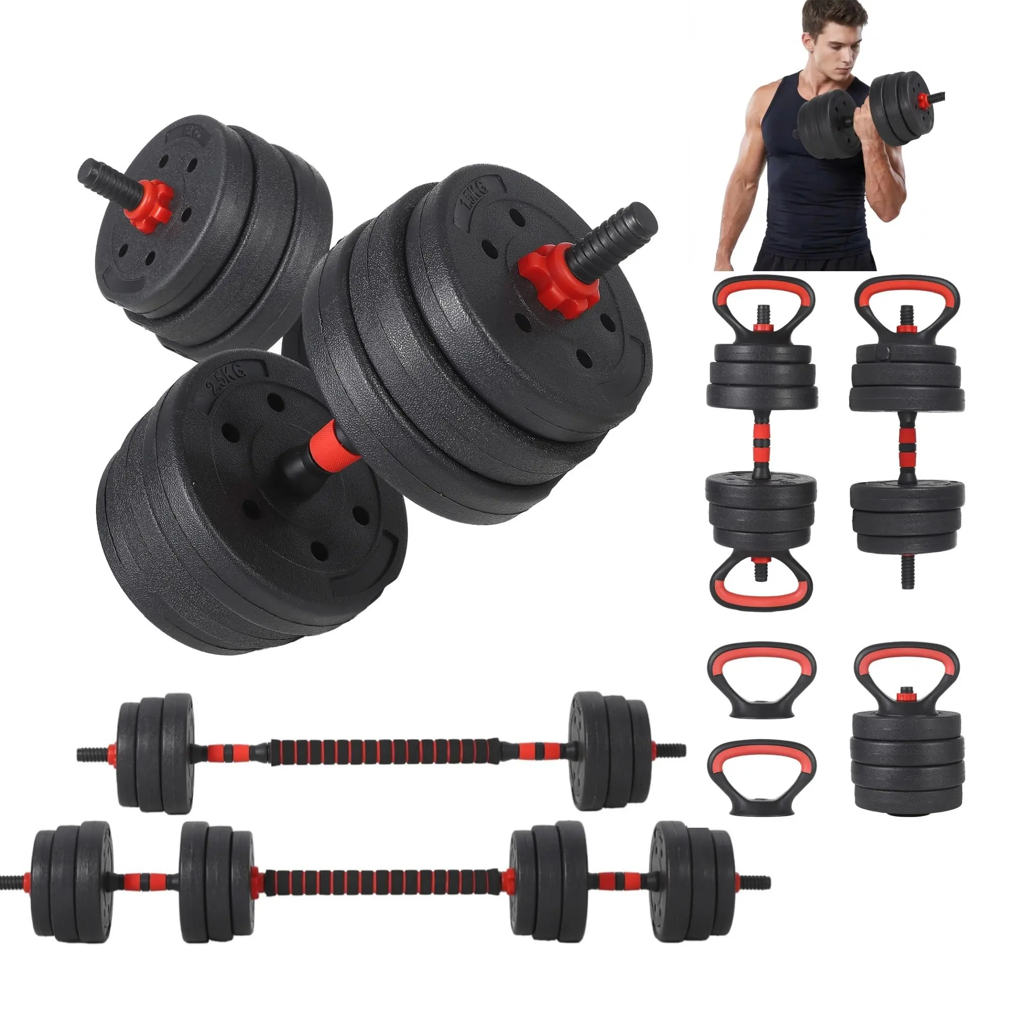 GARVEE 5-in-1 Adjustable Dumbbells Set with Connector, Free Weight Options of 44, 55, and 66 lbs for Versatile Strength Training and Home Workouts