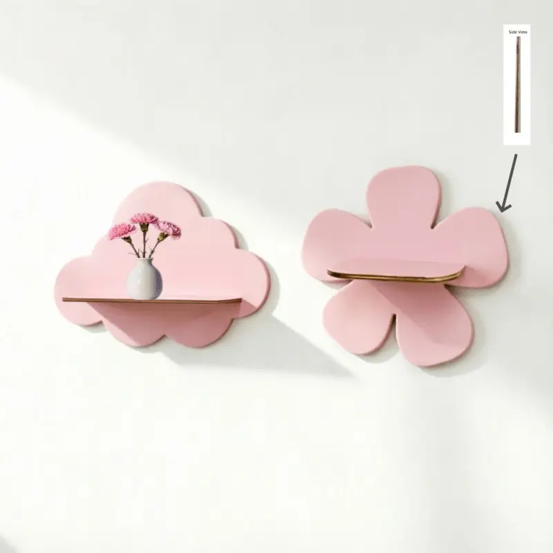 Two-Piece Cloud-Shaped Wooden Wall Shelves in Multiple Colors, Nordic Style No-Drill Wall Organizers, Bedroom and Living Room Decor, Decoration Items, Wall-Mounted Storage
