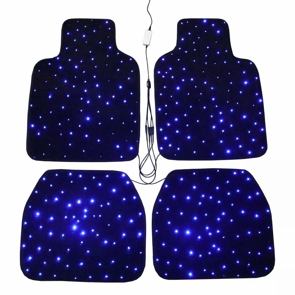 Luxury Starlight LED Car Floor Mats, 4pcs Starry Star Light Floor Mats Fiber Optic Lights APP/Remote Control Music Mode Sound Activated Interior Lights for Cars, SUVs, Trucks