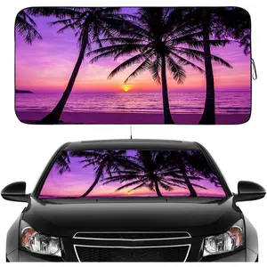 Windshield Sun Shade,  Front Window Shades Cute Sunshade Cover Sun Visor Shield Block Automotive Interior Protector Blocks UV Rays for Pickup  SUV Accessories(Sunset , L), Large