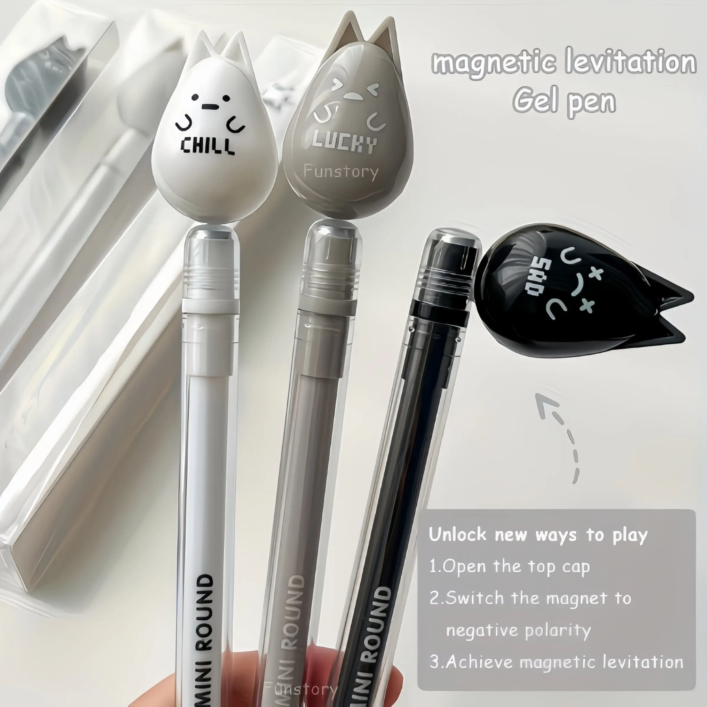Magnetic Floating Pen Set, Light Shadow Pen, Tech Magnetic Pen, Stress Relief Pen, 0.5mm Smooth Writing, Ideal for Students and Office Use, Smooth Writing Pens