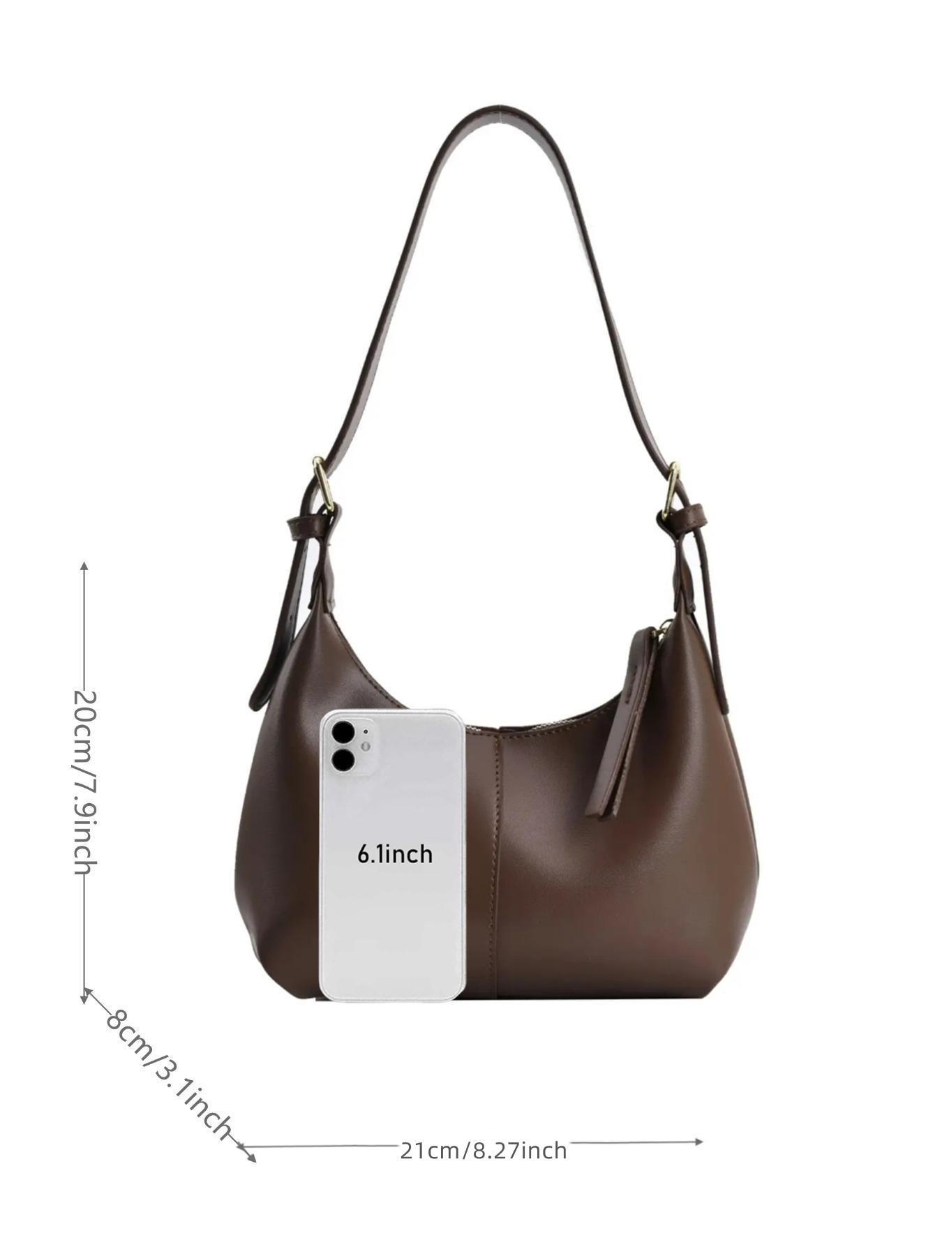 Women's Simple Style Solid Color Hobo Bag, Fashionable Belted Design Shoulder Bag, Casual Trendy Shoulder Bag for Daily Use, Hobo Crossbody Bags