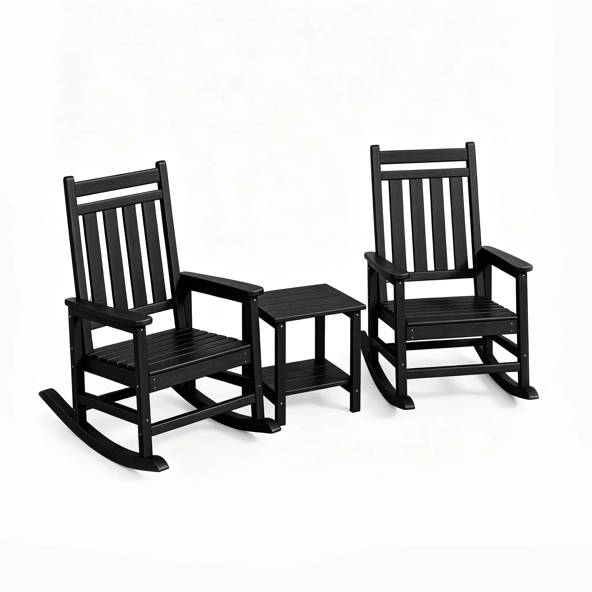 Heavy Duty HDPE High Back Rocking Chair for Adults, All Weather Resistant Poly Outdoor Porch Rocker Furniture for Patio & Front Porch