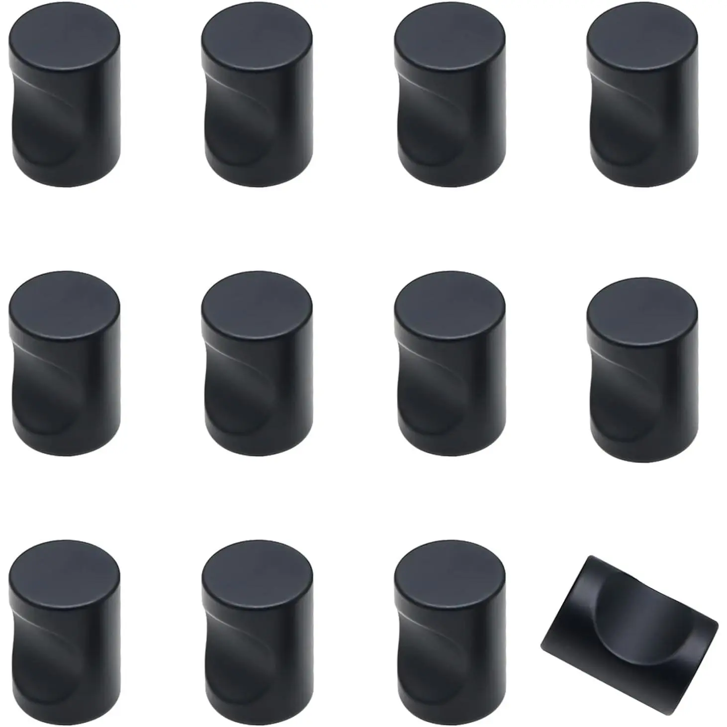 12 count  Cylinder Drawer Pulls Wardrobe Knobs Modern Cylindrical Handle Minimalist Cabinet Handle  for Cabinet Dresser (Black)
