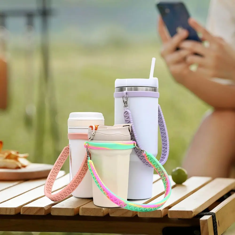 Non-Slip Silicone Bottle Handle Strap for 8-40 Oz Bottles, Portable Lightweight Water Bottle Accessory, Ideal for Walking, Hiking, Travel