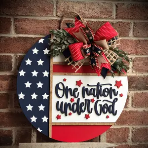 3D July 4th Independence Day Front Door Sign, Patriotic Door Knocker, American-Style Welcome Door Hanger, Welcome Sign, Door Plaque, Summer Home Decor, 3D Lettering, Porch Decor, Outdoor Sign