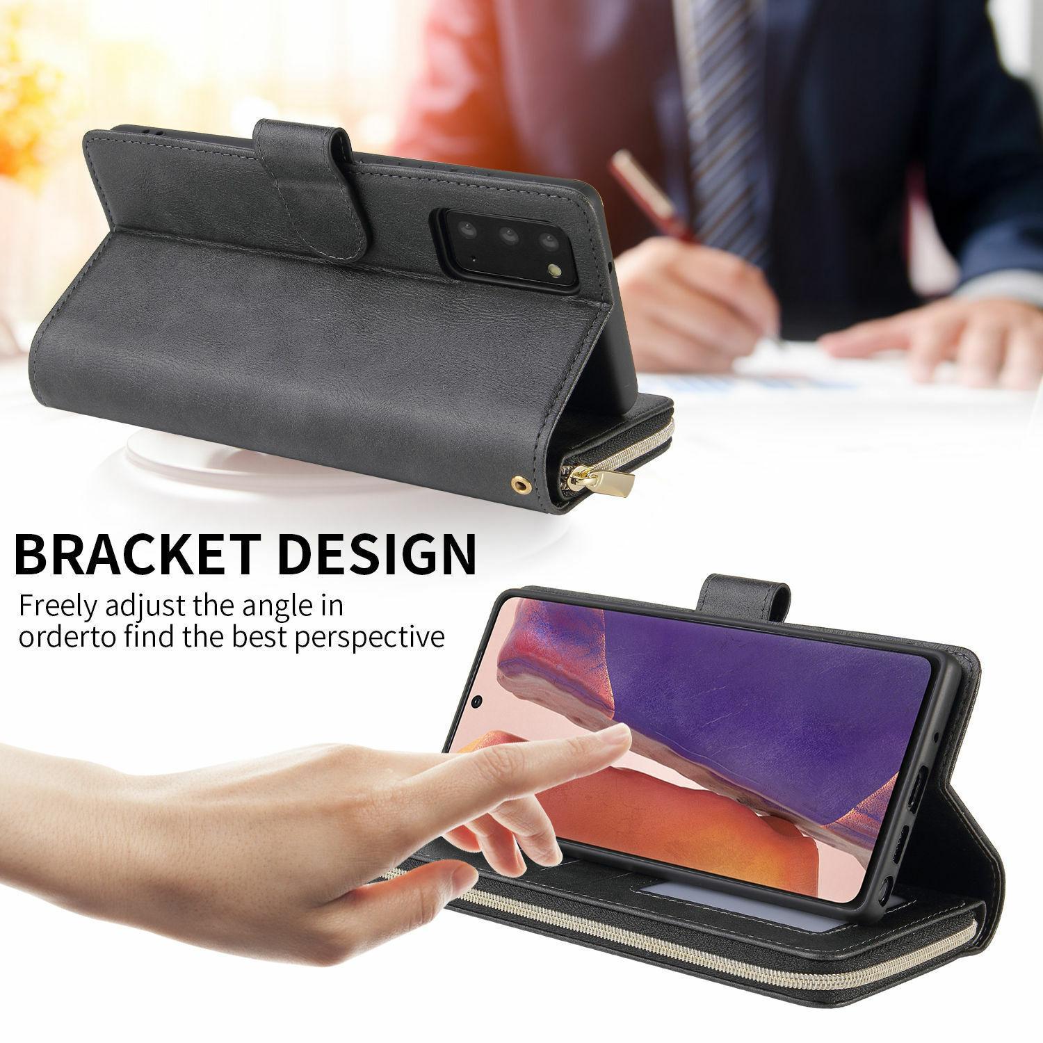 [Free !ship] For iPhone 17 Pro Max 16 15 Plus 14 Pro Max 13 12 11 Pro Max Luxury Large Capacity PU Leather Zipper Wallet Case Card Slots Cash Coin Purse Bag Full Shockproof Flip Stand Cover