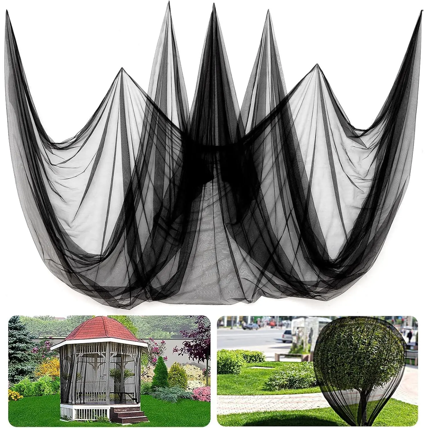 2 Pcs 13x10ft Nearly Invisible Mosquito Net for Patio - Mesh Netting Screen for Outdoor Garden Porch Balcony, Protects Skin & Plants from Bugs, Birds, Black