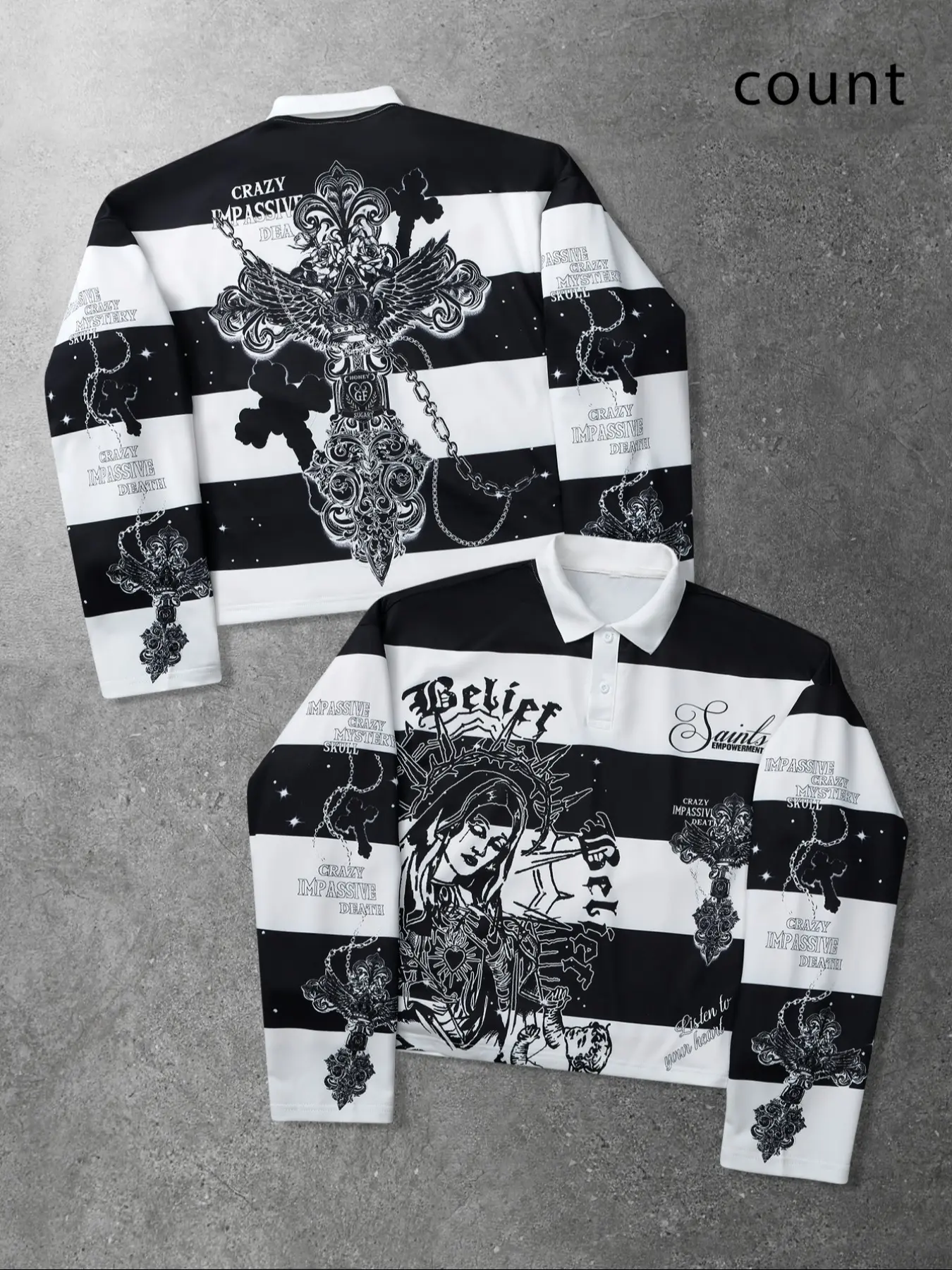 Men's Vintage Mother Striped Polo Hoodie, All over Print Aesthetic Street Style, Fitted Casual Sweatshirt Tops for All Seasons, Menswear