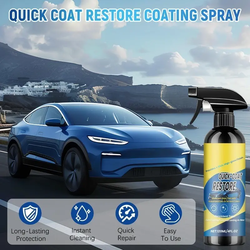 1Pcs Nano Quick Coat Restore Coating Spray, New Advanced Automobile Quick-Acting Coating Agent,Quick Effect CoatingAgent Spray with Waterless Wash Polish & Paint Protection Long-Lasting Car, Nano Coating Spray for Cars