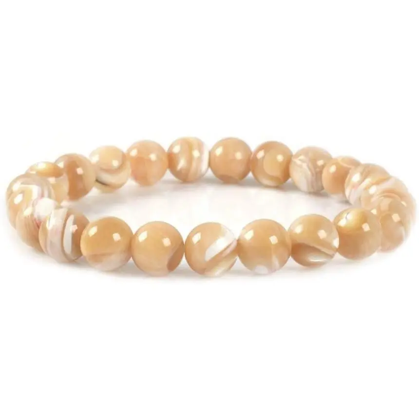 8mm Round Beads Stretch Bracelet 7 Inch Unisex