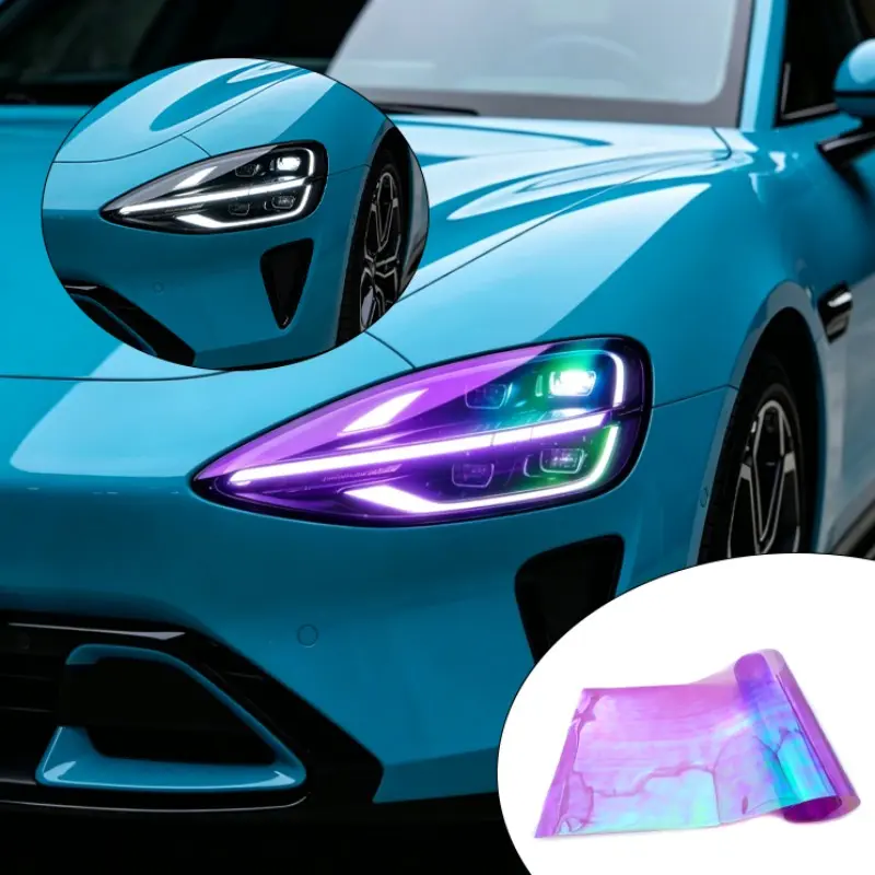 30x60cm Motorcycle Car Headlight Chameleon Film, Headlight Decals, Self-Adhesive Waterproof UV Protection, Durable for All Vehicles