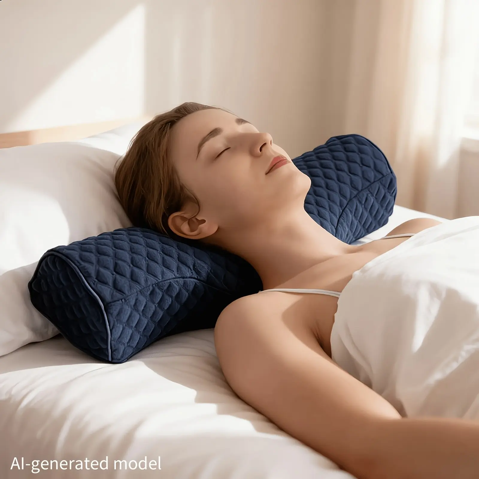 Cervical Neck Pillow, High-Density Neck Pillow for Neck Relief & Cervical Support, Helps Stiff Neck & Shoulder Tension, Suitable for Side Sleepers & Back Sleepers, Perfect for Bed, Office & Travel Use (Blue)