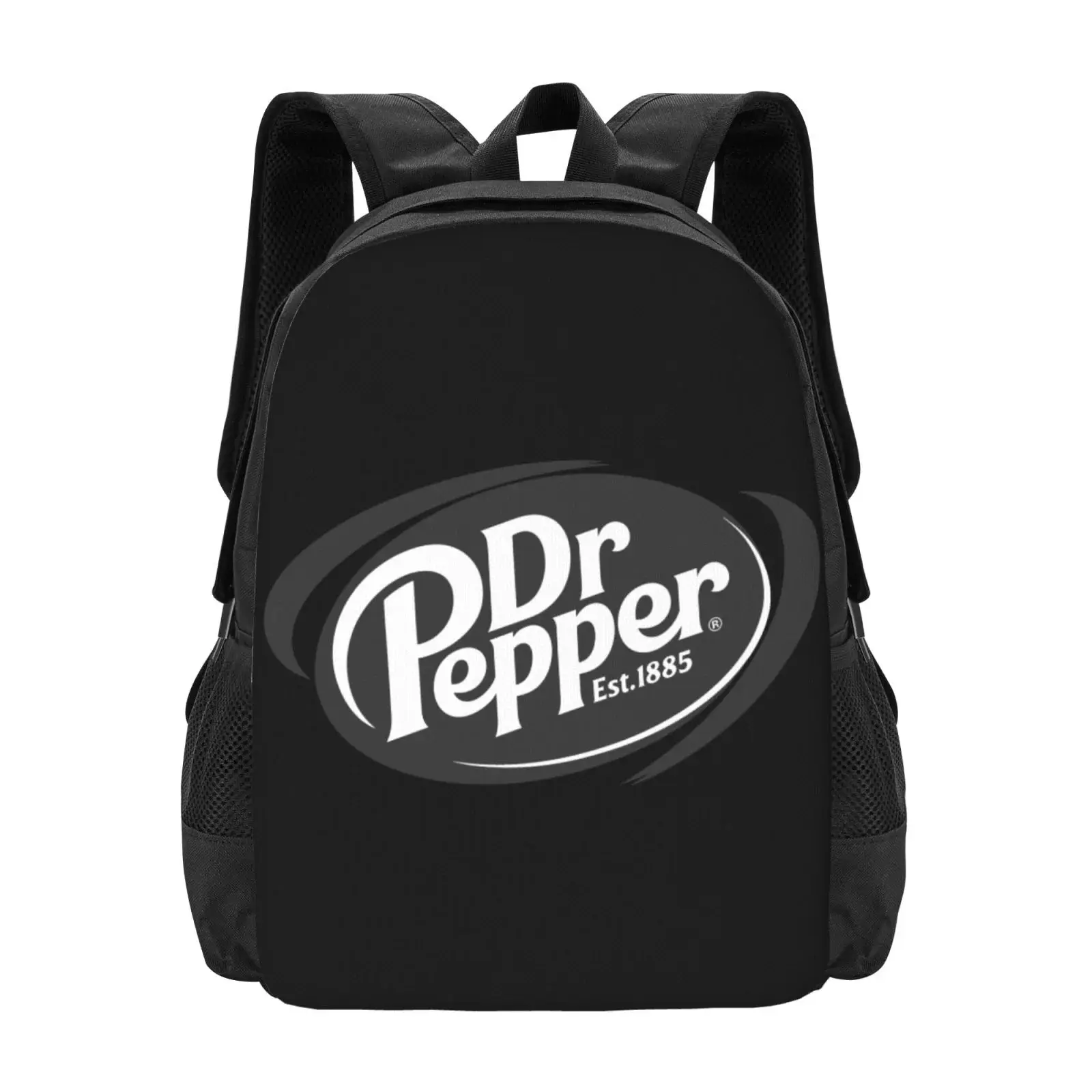 Dr Pepper 16-Inch Large-Capacity Simple Backpack for Male, Synthetic Material with Adjustable Shoulder Strap, Ideal for School Office Parks Travel, Fits Laptops