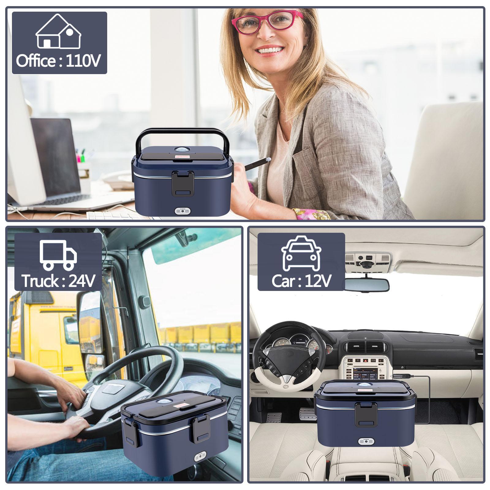 Nifogo Electric Lunch Box, 100W Food Heater 1,8L for Adults Portable Food Heater with Tableware and Lunch Bag, Car & Home Portable Electronic Food Heater for Home Office Travel