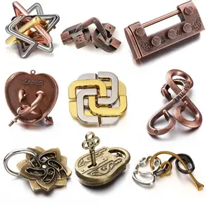 9Pcs Set Puzzle Lock Unlock Metal Puzzle IQ Brain Teaser Games For Adults Kids Games Of Ingenuity And Dexterity