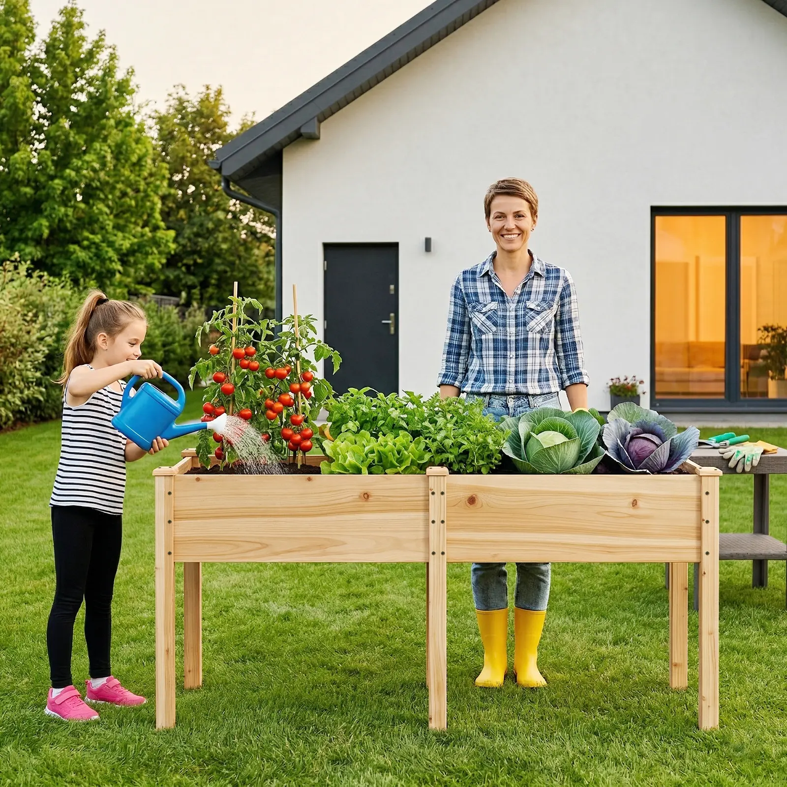 Spacious Wooden Raised Garden Bed with Legs – 72x26x30 Inch Elevated Planter Box for Herbs, Flowers, Vegetables – Outdoor Patio, Balcony, Backyard Use – Natural Wood Finish
