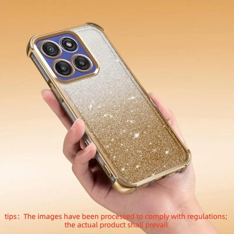 Electroplated TPU Glitter Protective Shockproof Phone Case, Decorative Phone Protector for Motorola MOTO 50 Fusion/S50/50 Pro/60 Fusion/G Stylus 5G 2024, Shiny Paper Design, 2-in-1 Transparent Cover Accessories
