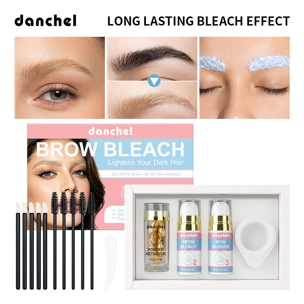 Danchel Brow Bleach & Eyebrow Lightening Kit, Lightens Dark Hair, Cool Natural Tone, Multi-Use for Brows, Face & Body, Long-Lasting Bleach Effect, Complete DIY Tools, Ideal for At-Home Use & Makeup Coordination, Eyebrow Makeup Products