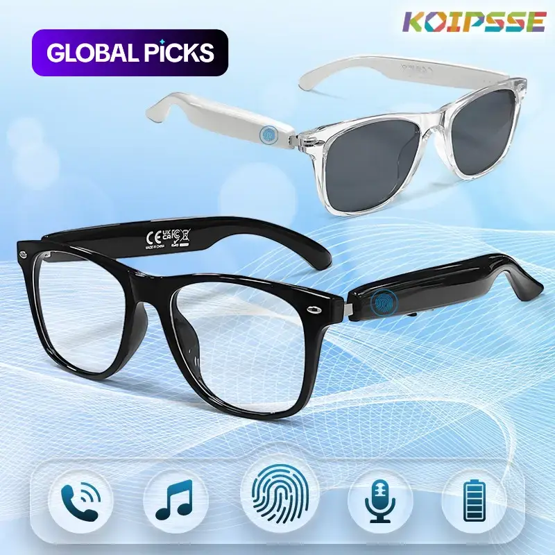 KOIPSSE smart glasses AI translation headphones TWS wireless smart device HIFI sound quality multi-function glasses BT5.4 black technology glasses unisex dual touch rechargeable long battery life can make phone calls sunglasses, Smart Audio Glasses
