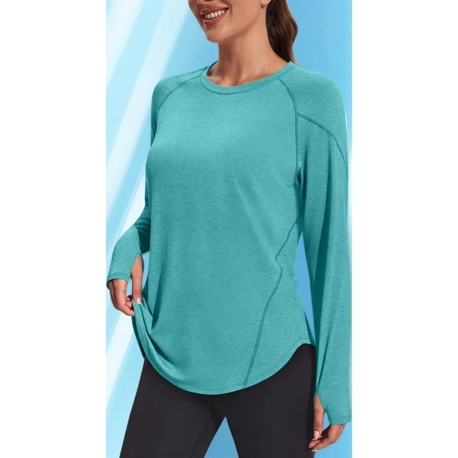 Women's Long Sleeve Workout Wear, UPF 50+ Quick Dry Sun Shirt