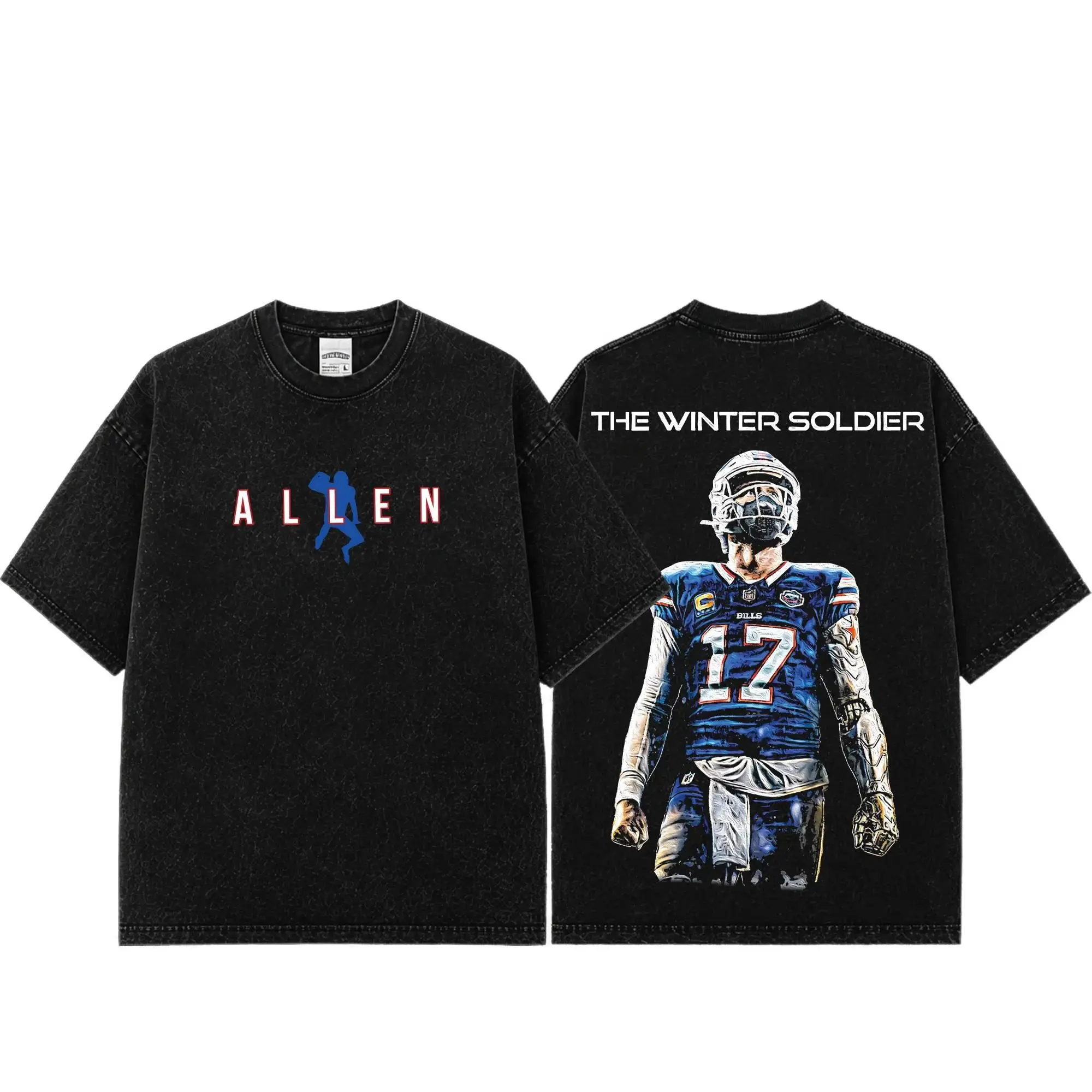 [Sale Up To 50%] Unisex Josh Allen#17 Premium Acid Washed Cotton T-Shirt, Buffalo Football Fan Graphic Tee, Vintage Game Day Shirt, Heavyweight Washed Tee, Unisex Football Apparel Gift