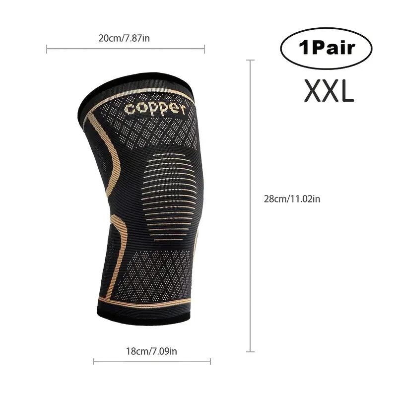 2 Piece Copper Compression Knee Sleeves, Knee Supporter, High Elasticity Anti-Slip, Breathable Knit, Support and Flexibility, Outdoor Sports, Running, Fitness, Knee Pad Volleyball