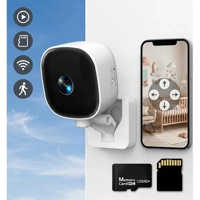 Smart Wireless Security Camera with WiFi, Indoor/Outdoor Monitoring, Full Color Night Vision, Two-Way Audio, Motion Detection Alerts, USB-Powered, TF/Cloud Storage, Wall-Mounted for Home, Baby & Pet Monitoring - Ideal Christmas Gift